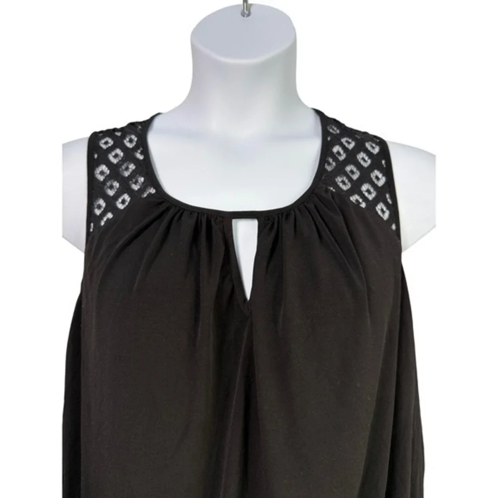DressBarn Established 1962 Women 16 Embroidery Black Maxi Keyhole Dress Summer